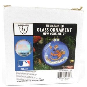 New York Mets Hand Painted Glass Ornament Ball Memory Company 2007 MLB w Box